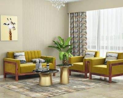 Ethan 2+1+1 Seater Wooden Sofa Set 