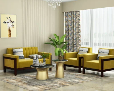Ethan 2+1+1 Seater Wooden Sofa Set 