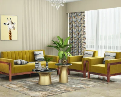 Ethan 3+1+1 Seater Wooden Sofa Set 