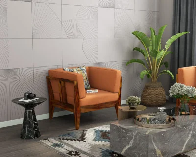Grey Space 1 Seater Wooden Sofa 