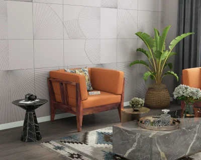 Grey Space 1 Seater Wooden Sofa 