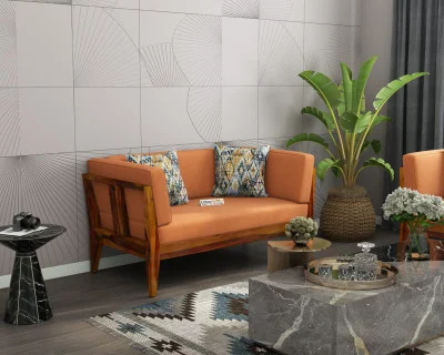 Grey Space 2 Seater Wooden Sofa 