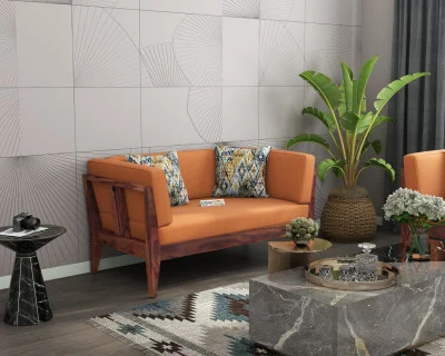 Grey Space 2 Seater Wooden Sofa 