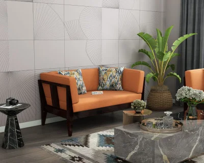 Grey Space 2 Seater Wooden Sofa 