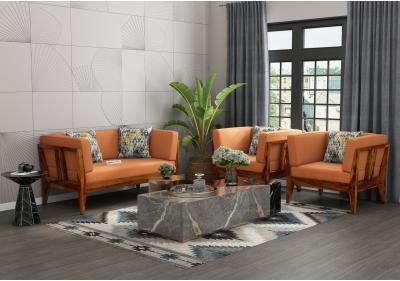 Grey Space 2+1+1 Seater Wooden Sofa Set 