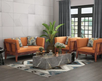 Grey Space 2+1+1 Seater Wooden Sofa Set 
