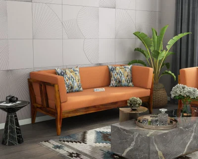 Grey Space 3 Seater Wooden Sofa 