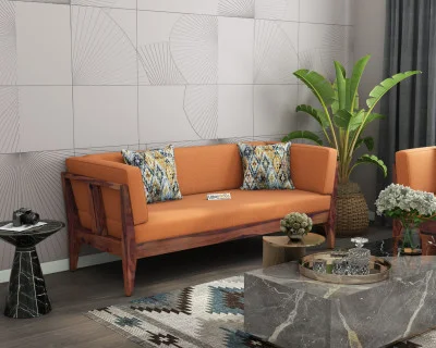 Grey Space 3 Seater Wooden Sofa 