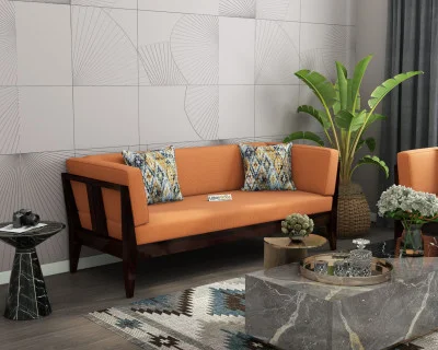 Grey Space 3 Seater Wooden Sofa 