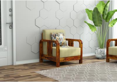 HomeBregg 1 Seater Wooden Sofa 