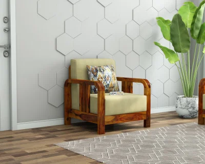 HomeBregg 1 Seater Wooden Sofa 