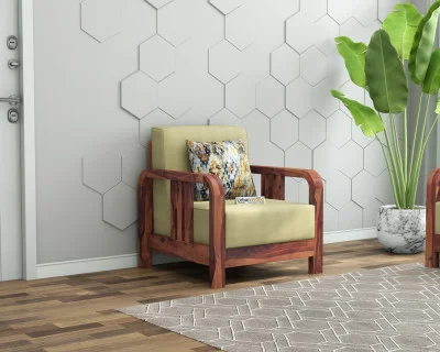 HomeBregg 1 Seater Wooden Sofa 