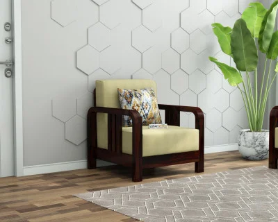 HomeBregg 1 Seater Wooden Sofa 
