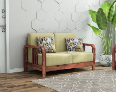 HomeBregg 2 Seater Wooden Sofa 