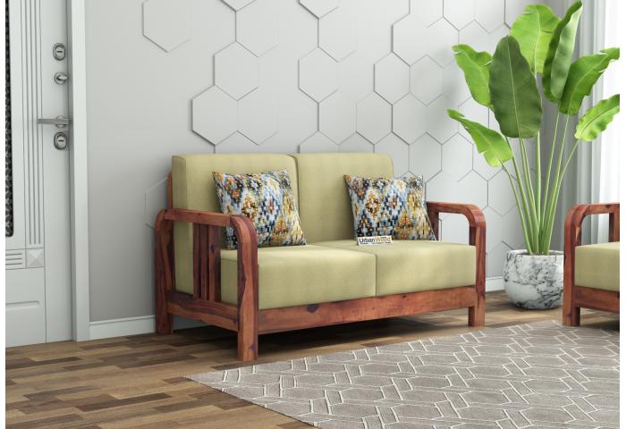 HomeBregg 2 Seater Wooden Sofa 