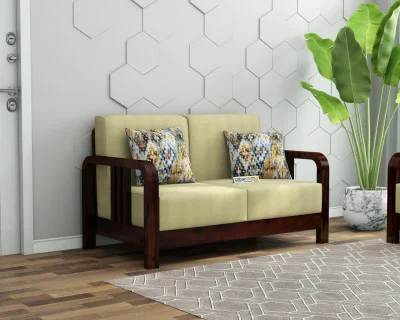 HomeBregg 2 Seater Wooden Sofa 