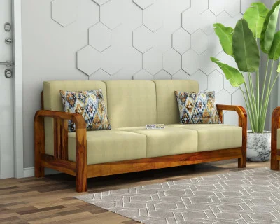 HomeBregg 3 Seater Wooden Sofa 