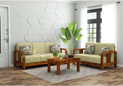 HomeBregg 3+2 Seater Wooden Sofa Set 