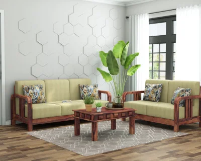 HomeBregg 3+2 Seater Wooden Sofa Set 