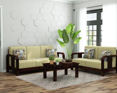 HomeBregg 3+2 Seater Wooden Sofa Set 