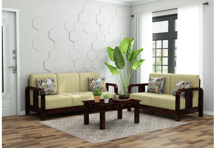 HomeBregg 3+2 Seater Wooden Sofa Set 