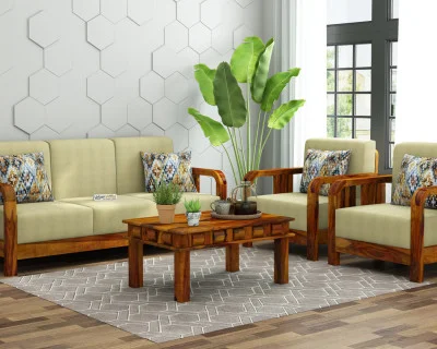 HomeBregg Wooden Sofa Set 3+1+1 Seater 