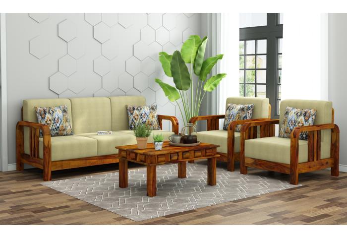 HomeBregg Wooden Sofa Set 3+1+1 Seater 