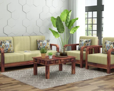 HomeBregg Wooden Sofa Set 3+1+1 Seater 